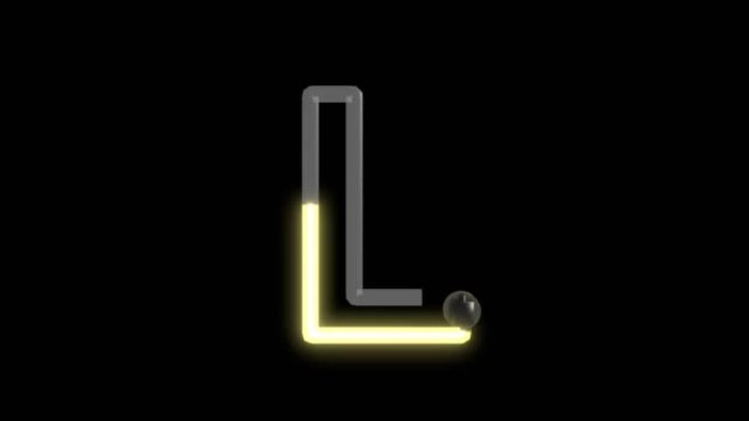 黄色霓虹灯主题字体字母L