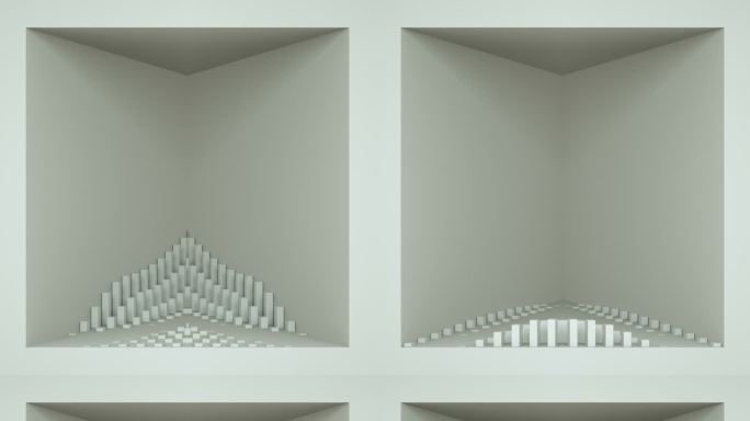 【裸眼3D】白色立体线条矩阵方形艺术空间