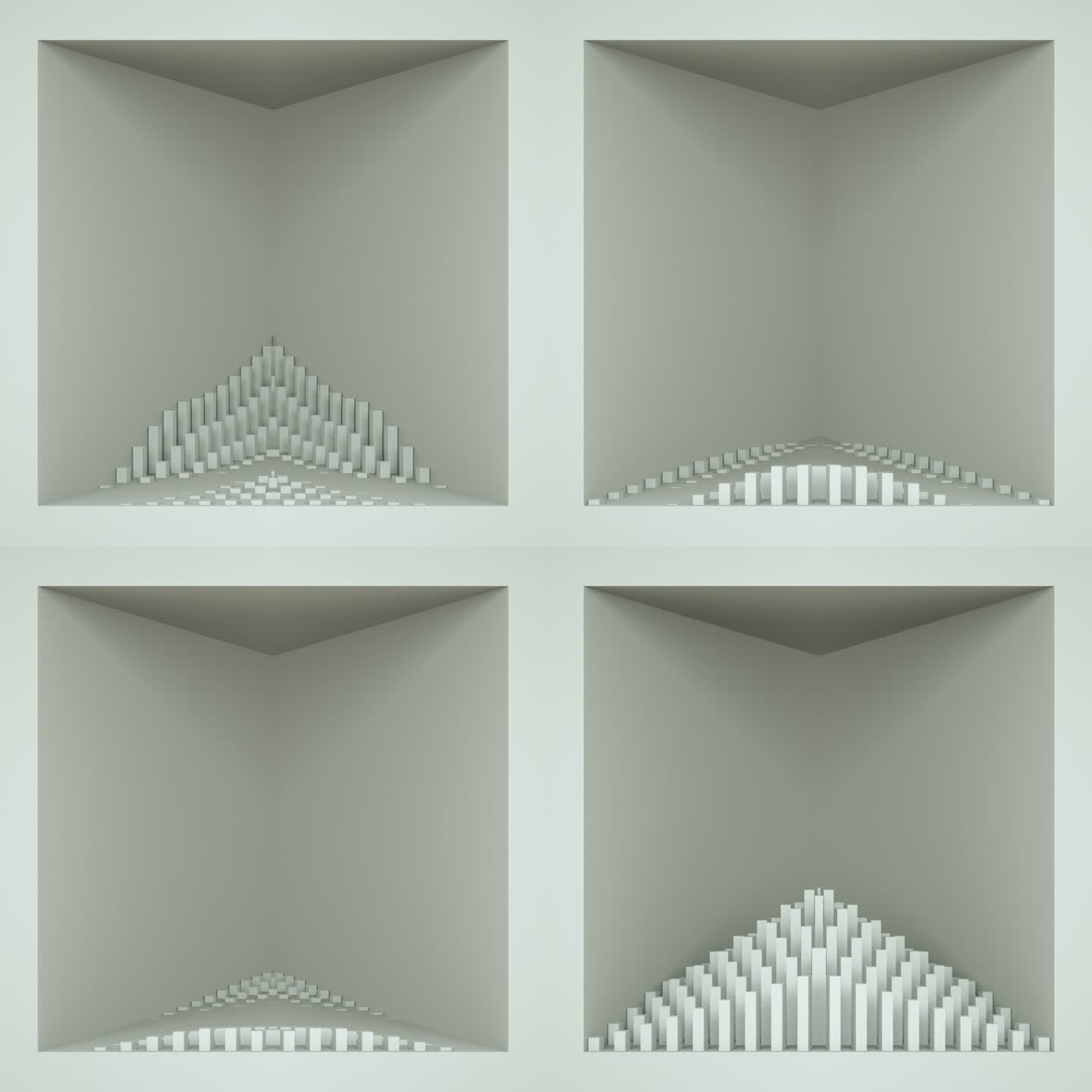 【裸眼3D】白色立体线条矩阵方形艺术空间