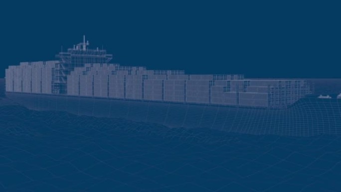 海上3500 TEU集装箱船的3d渲染
