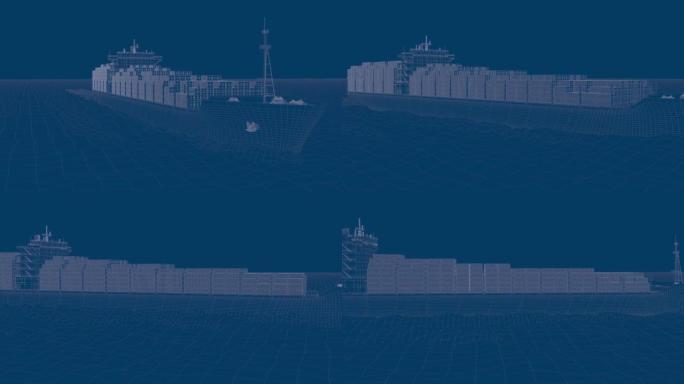 海上3500 TEU集装箱船的3d渲染