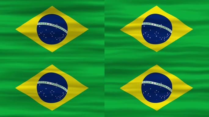 无缝循环动画巴西国旗，国旗在风中飘扬，完美的独立日或其他节日的视频