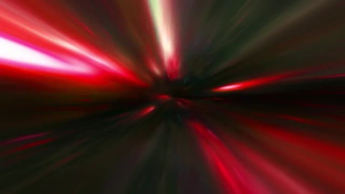 4k抽象红色和黑暗超空间经纱隧道穿越时空动画。循环科幻星际旅行穿过超空间涡旋隧道中的虫洞。抽象传送速