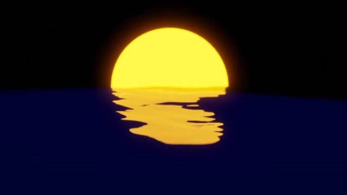 海洋中的日落。3D。