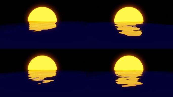 海洋中的日落。3D。