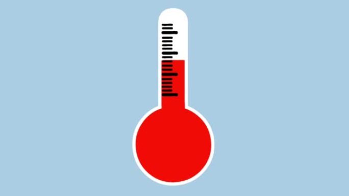 平面插图温度计动画表示升温，缓慢