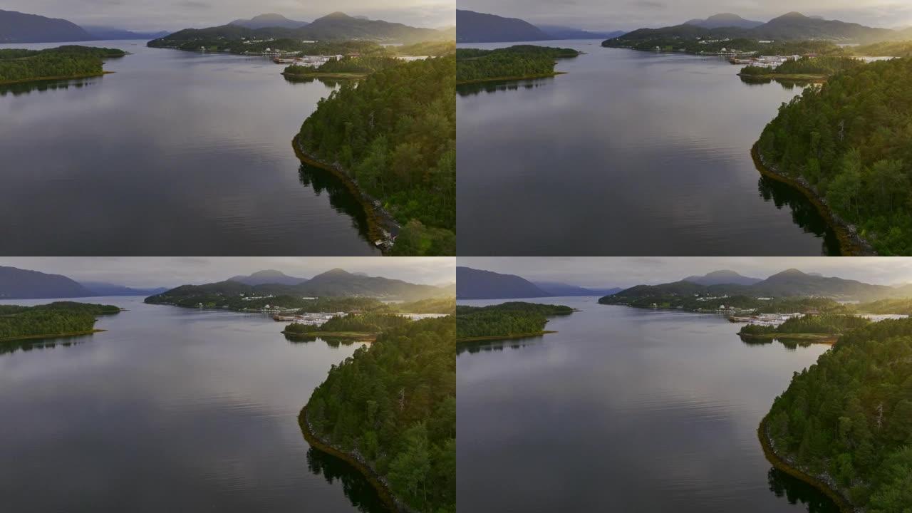 挪威峡湾的风景鸟瞰图