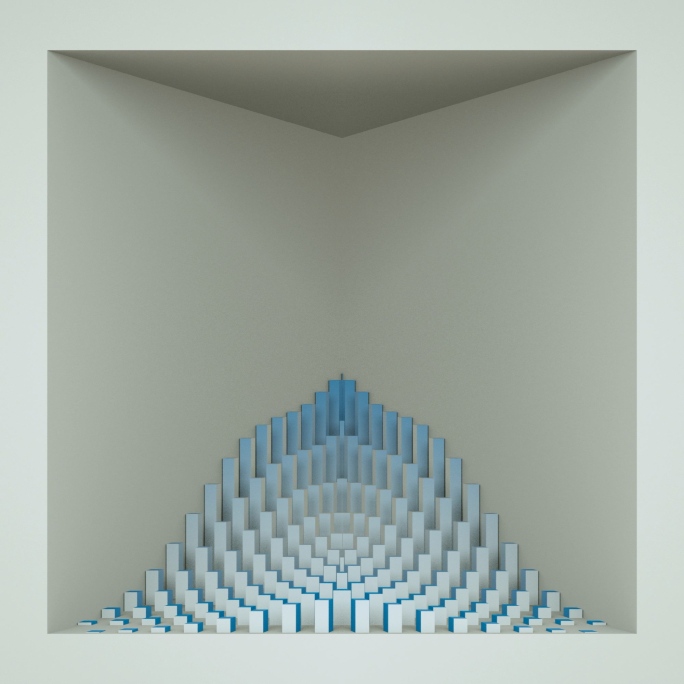 【裸眼3D】白蓝立体三角矩阵方形艺术空间