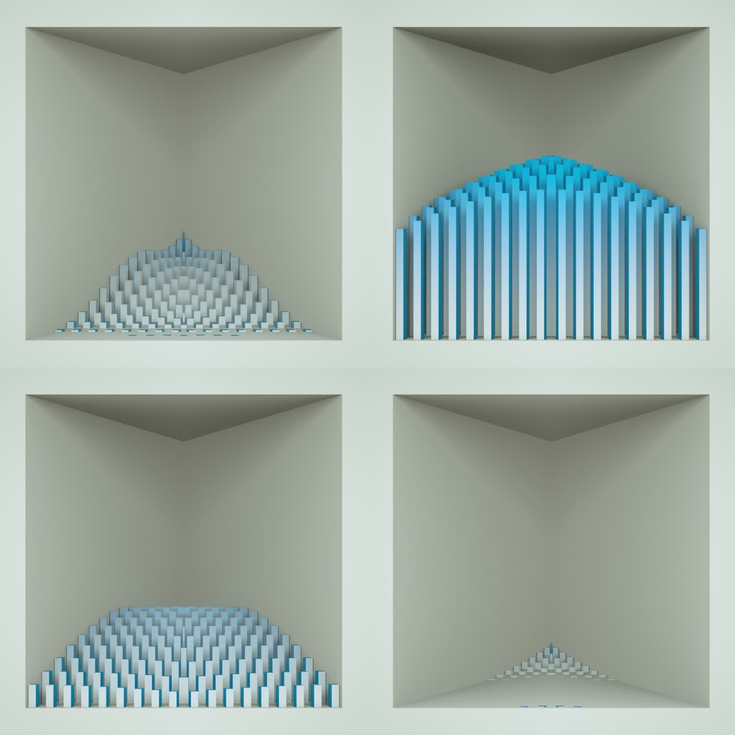 【裸眼3D】白蓝立体三角矩阵方形艺术空间