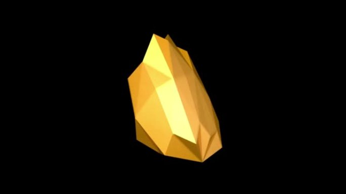 金色霓虹灯石的旋转。3D动画