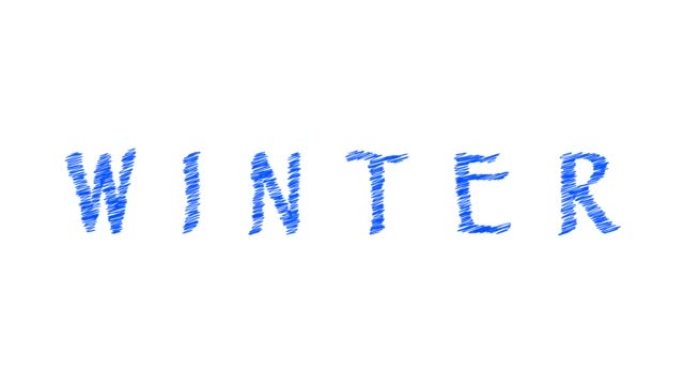 手写铭文冬季，涂鸦风格文字，蓝色，，2d动画。
