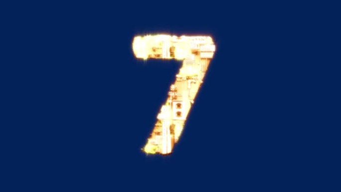 7号-闪亮的技术控制论金色黄色字母，孤立循环视频