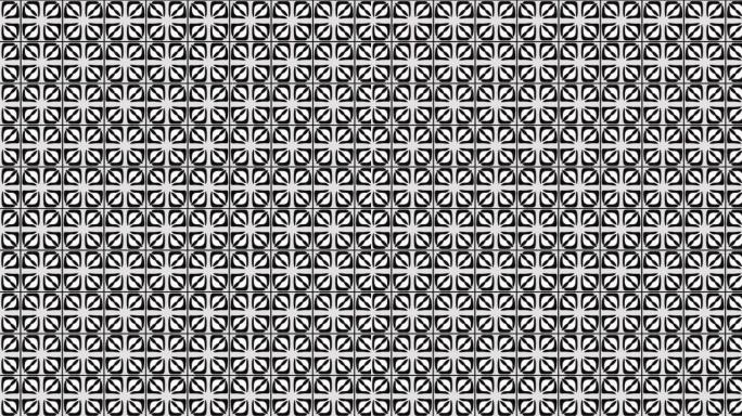 黑白花卉光学艺术图案无缝瓷砖背景