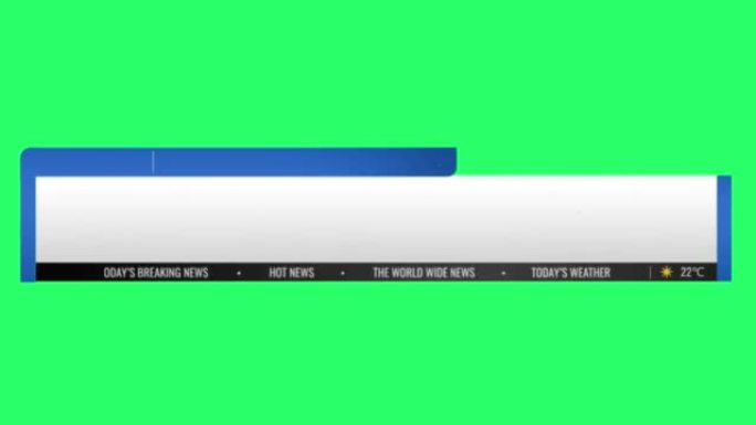 动画蓝色和白色文本框，用于体育新闻隔离在绿色背景上。