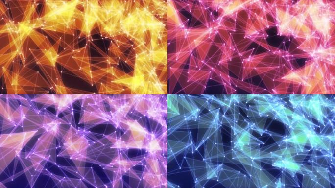 彩色变色美丽明亮发光的数字未来玻璃三角形从线和点。高质量4k的抽象背景、介绍、视频