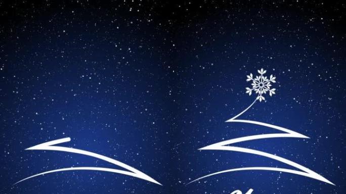 圣诞快乐白色文本动画与下雪的粒子。蓝色-4k运动图形动画上的圣诞愿望