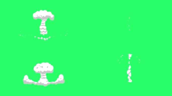 绿色背景上的动画白烟效果。