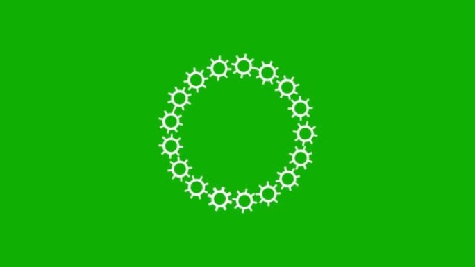 旋转齿轮圈运动图形与绿屏背景