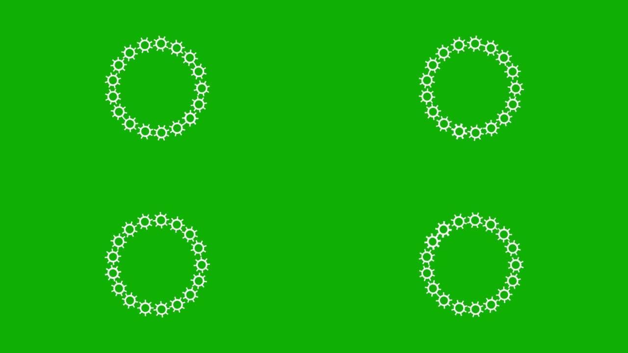 旋转齿轮圈运动图形与绿屏背景