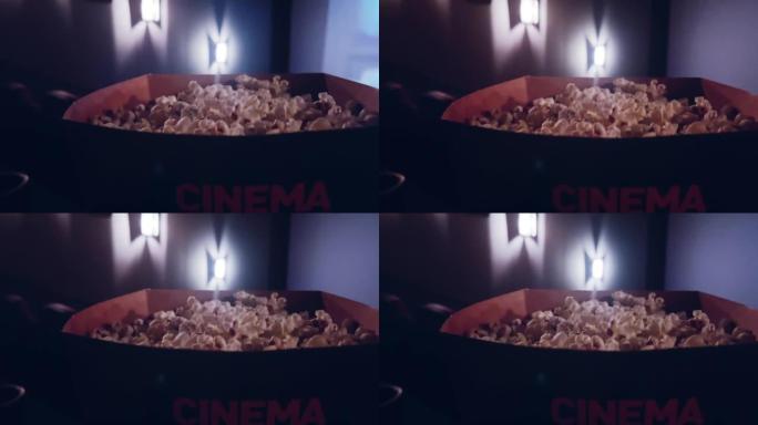 电影和娱乐，电影院中的爆米花盒，用于电视节目流媒体服务和电影行业制作