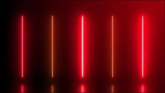 4k抽象未来红橙色霓虹激光线背景
