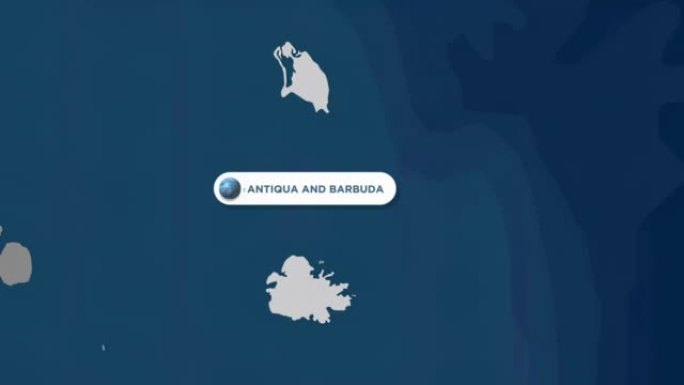 世界地图上的Antiqua和巴布达