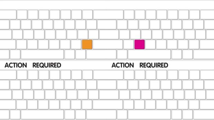 在白色的电脑键盘上写下“必须采取的行动”。