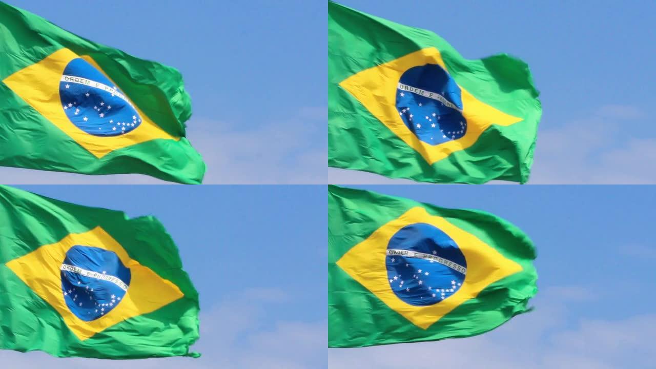 巴西国旗迎风飘扬