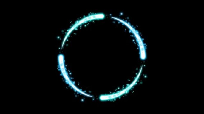 黑色背景上的动画蓝光圈效果。
