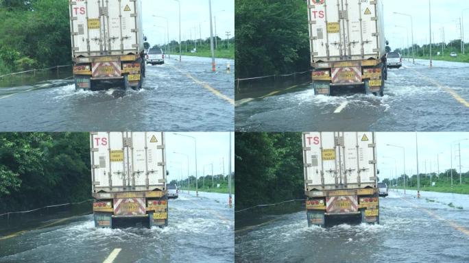 洪水泛滥的交通路线