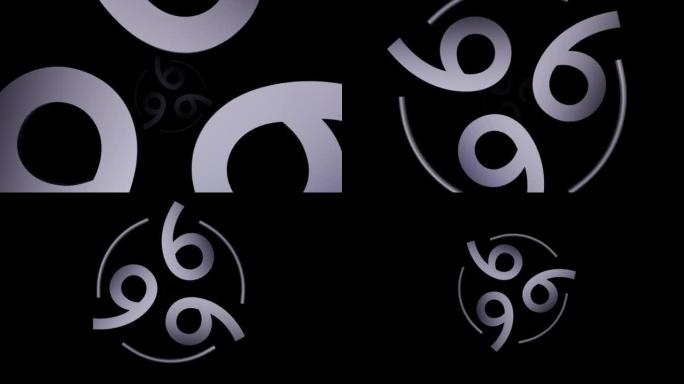 黑色背景循环动画上的金属符号666