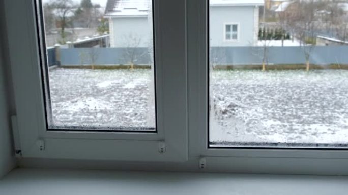 瓦加湿窗汗窗。选择性聚焦。冬。