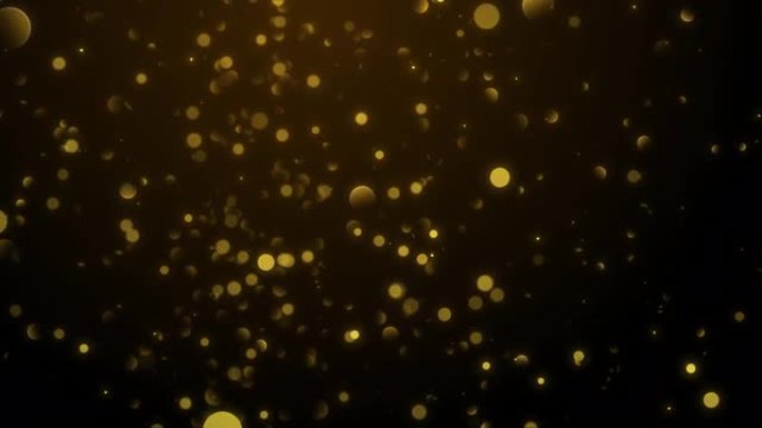 闪闪发光的金色粒子运动背景。带有魔灯和火花的抽象背景。无缝循环。
