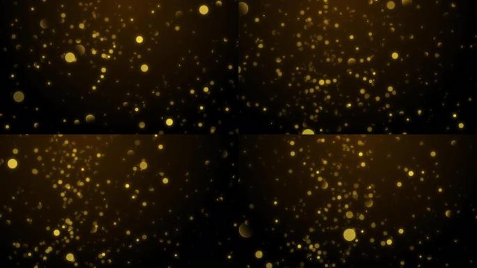 闪闪发光的金色粒子运动背景。带有魔灯和火花的抽象背景。无缝循环。