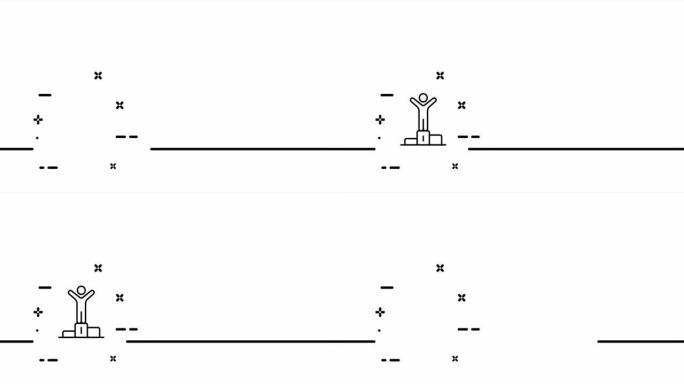 获胜者。第一名，获胜，参与者，顶部，成就，成就，抱负，举手，员工。竞争理念。一个线条画动画。运动设计