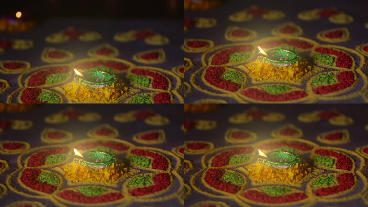 在排灯节庆祝活动，排灯节或Deepavali期间点亮的黏土diya灯是一个灯节，是印度教徒，ja那教