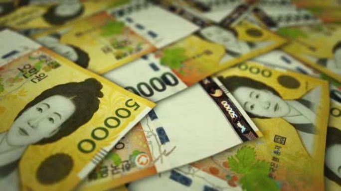 韩国赢得了50000钞票飞越货币表面