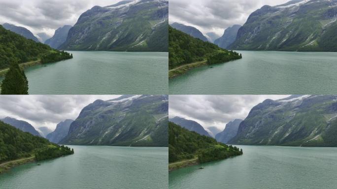 挪威湖泊的风景鸟瞰图