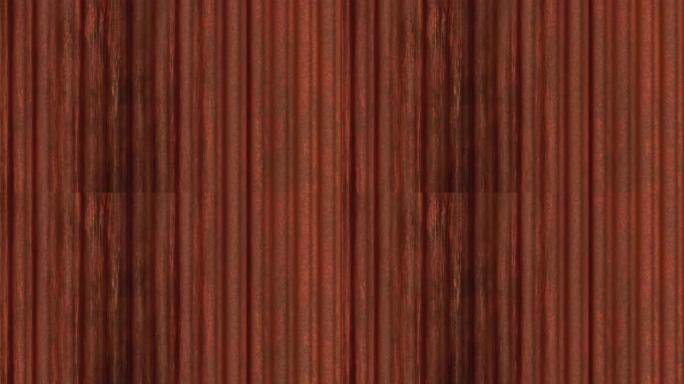 红色乡村罗纹金属表面环。波浪形铁壁图案。凹槽金属围栏背景。波纹金属纹理。压接栅栏背景。