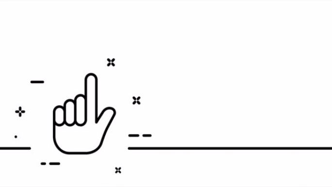 食指向上。食指，拳头，显示，指示，方向，致敬，拇指向上，挥手。聋人概念的手势。一个线条画动画。运动设