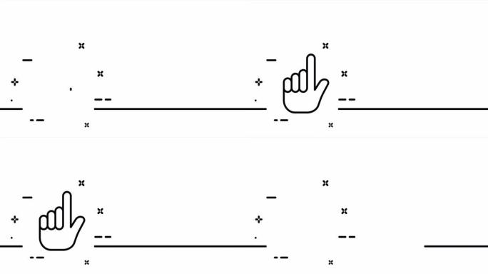 食指向上。食指，拳头，显示，指示，方向，致敬，拇指向上，挥手。聋人概念的手势。一个线条画动画。运动设