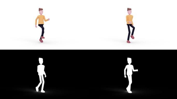 3d动画卡通男性步行循环。