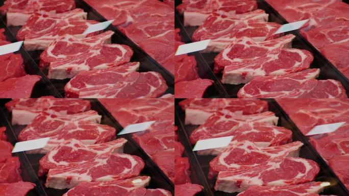 红肋眼肉在商店的肉类部门出售。