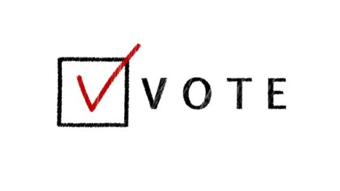 投票图标与字投票。选举标志，政治选举运动的概念。