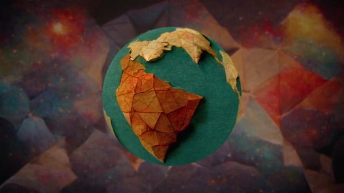 折纸地球仪，旋转地球 (4K)