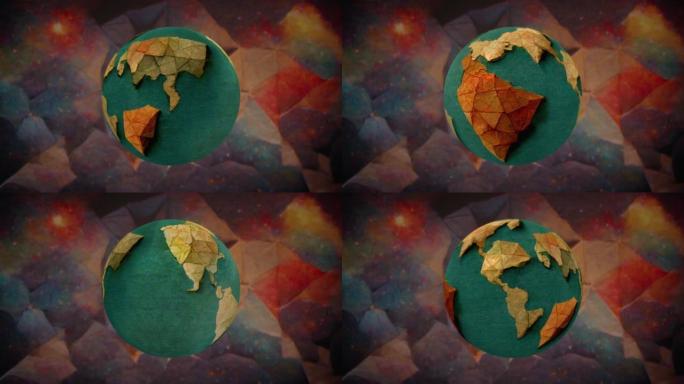 折纸地球仪，旋转地球 (4K)