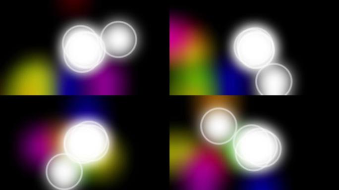 霓虹灯彩圈动画。模糊效应。抽象的几何背景。4K