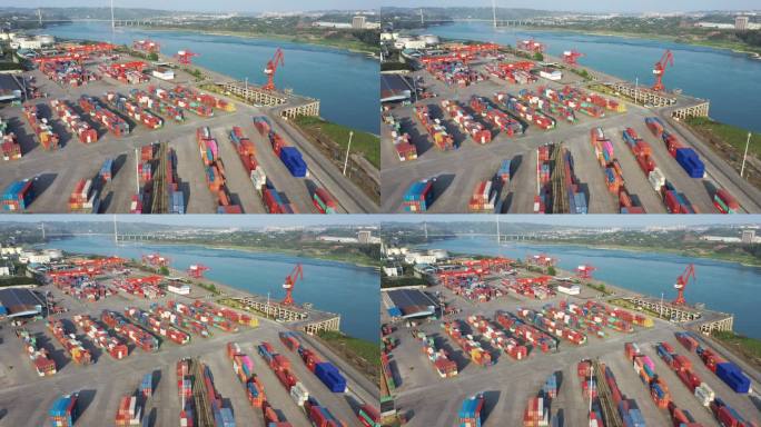 泸州港水运交通航拍原素材07