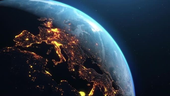 太空中的旋转的行星地球-我们的母行星的电影拍摄。从太空看地球。3d动画