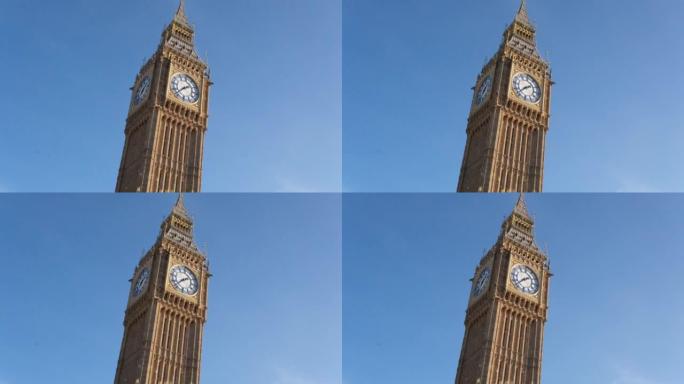 蓝天映衬下的英国伦敦大本钟。